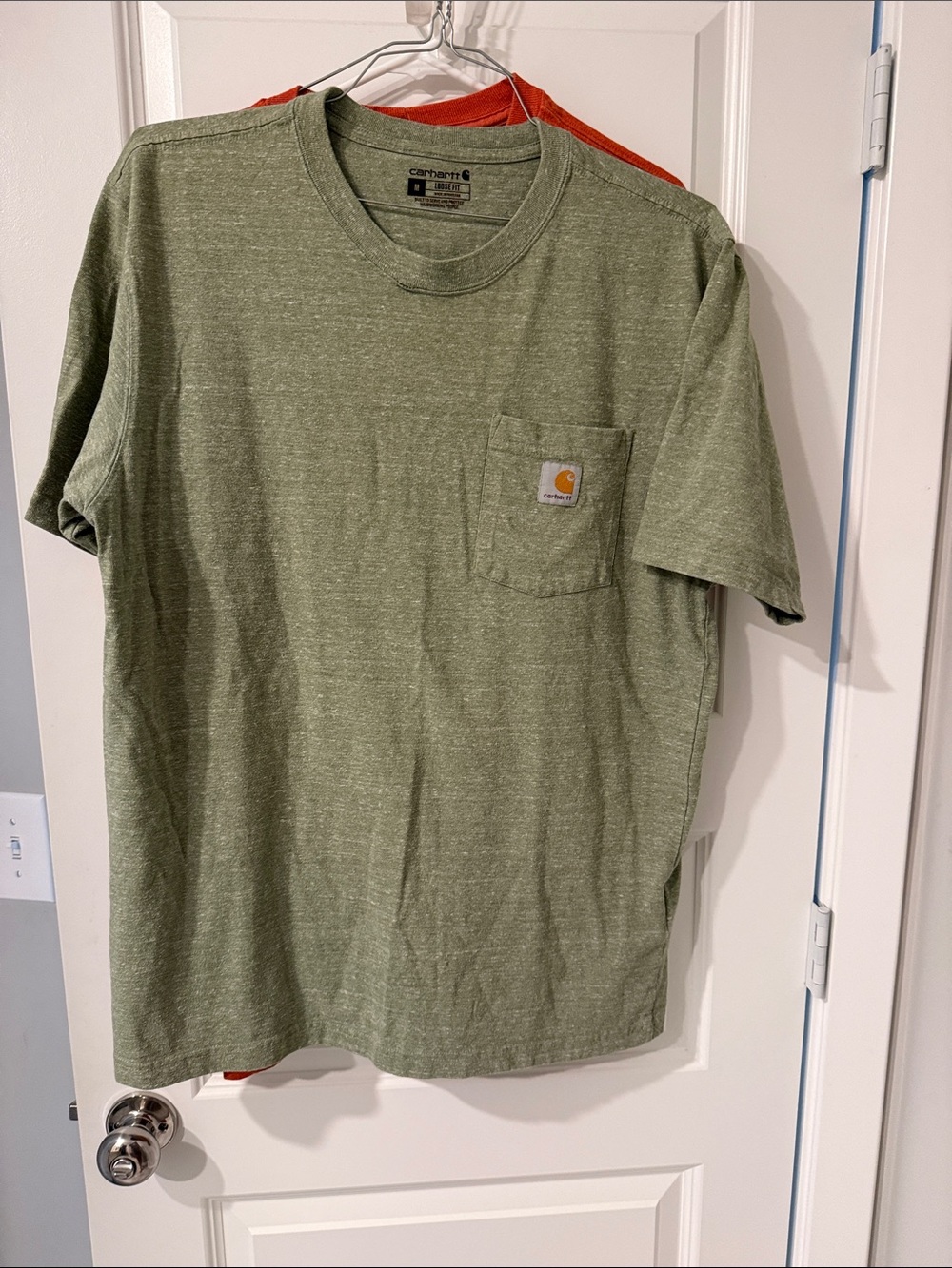 Carhartt Olive Heather Pocket Tee Men's Short Sleeve Crew Loose Fit M medium